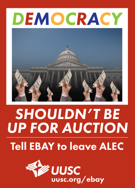 Graphic: Democracy Shouldn't Be Up for Auction. Tell eBay to leave ALEC.