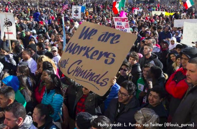 Photo of immigrants and allies at a protest