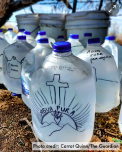 Water jugs left in the desert for migrants crossing the US-Mex border