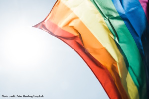Pride Flag waving in the sunlight