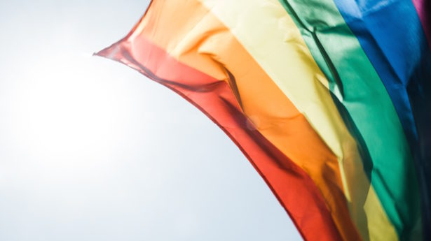 Pride Flag waving in the sunlight