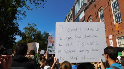 Sign at climate protest
