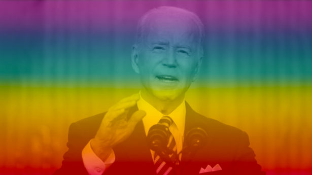 President Biden with a rainbow tint