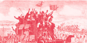 Black Americans celebrating freedom after abolition of slavery