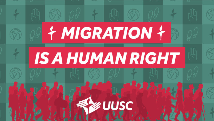 Banner with the text "Migration is a Human Right"