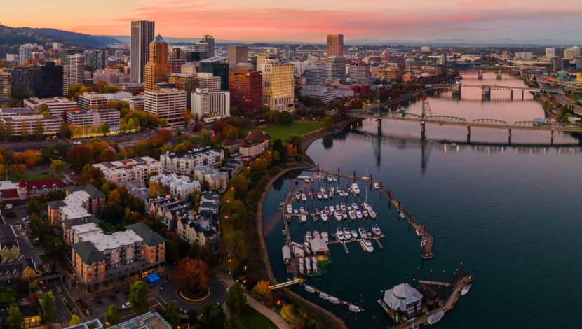 Portland Oregon skyline (evening)