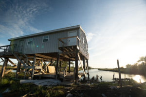 A house on stilts in Isle de Jean Charles, Louisiana.