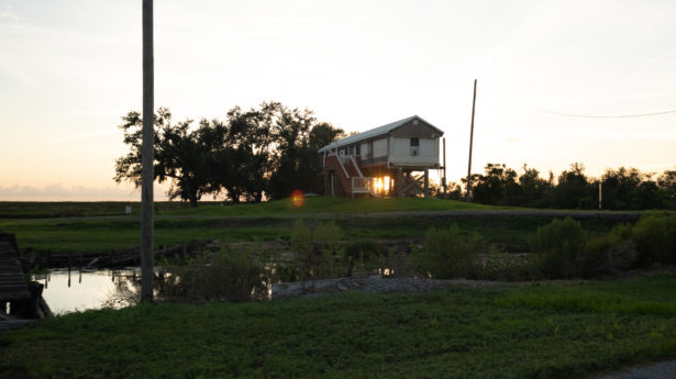 A house on stilts in southern Louisiana.