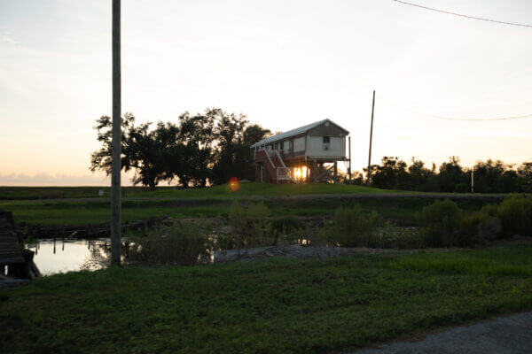 A house on stilts in southern Louisiana.