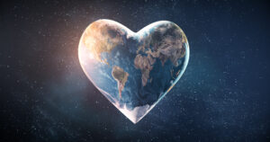Earth Shaped as a heart, representing a international day of peace