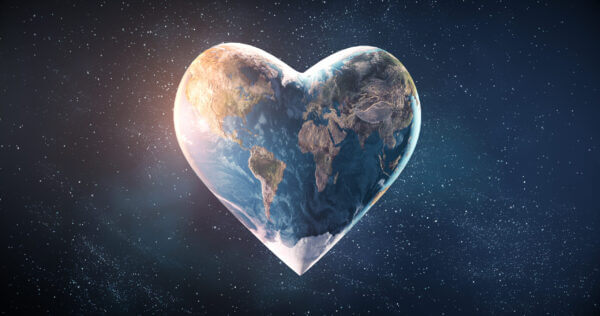 Earth Shaped as a heart, representing a international day of peace