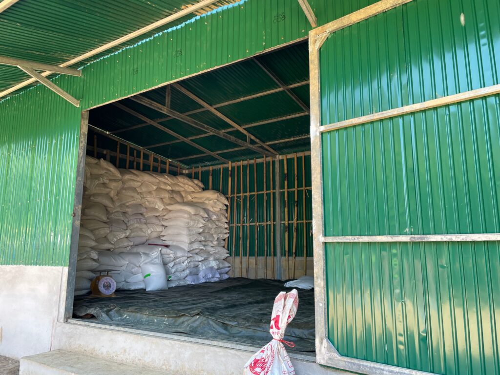 Rice barn in Daw Nu Ku IDP camp with rice sacks for distribution. This is not enough for 2,500 IDPs for one month. 