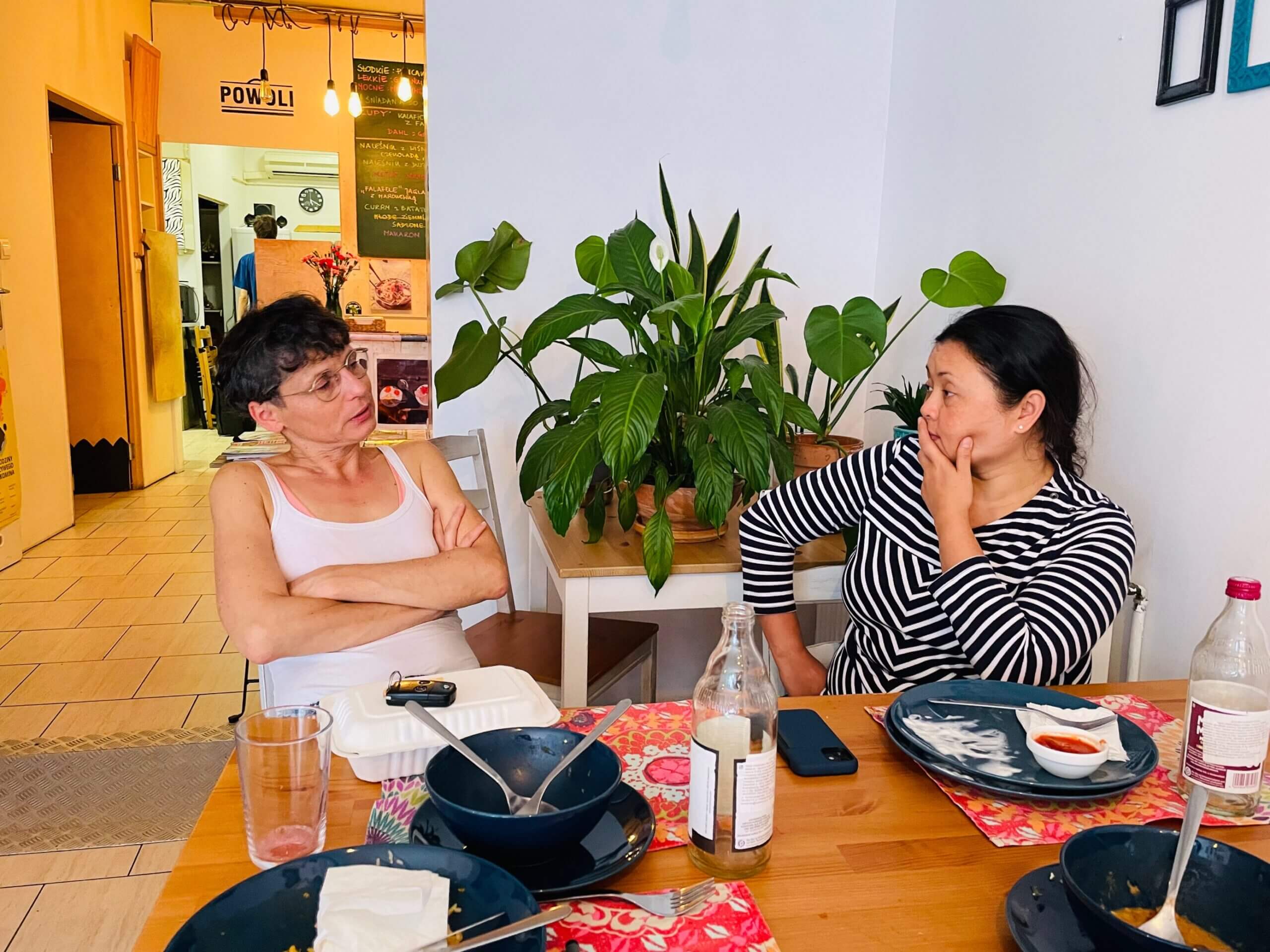 UUSC staff member converses with Eastern European partner.