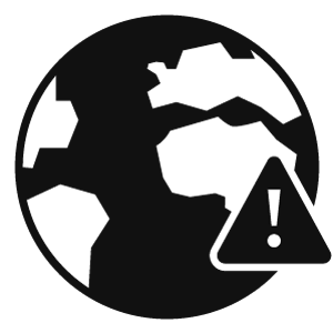 Icon: The earth with warning symbol