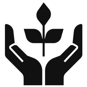 Icon: Plant growing between two nurturing hands