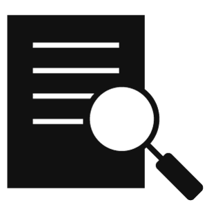 Icon: Magnifying glass hovering over a report