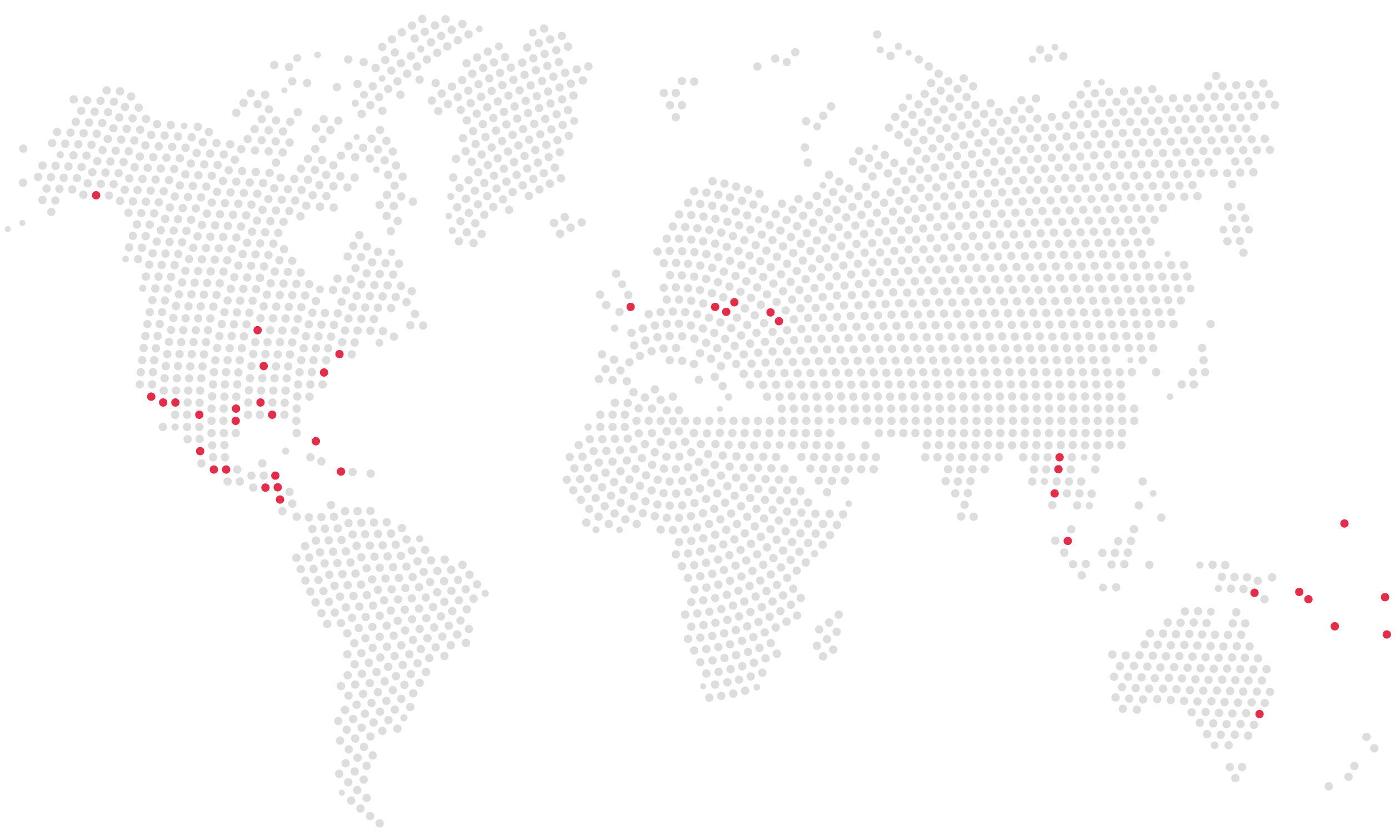 Global map with dots representing our impact areas