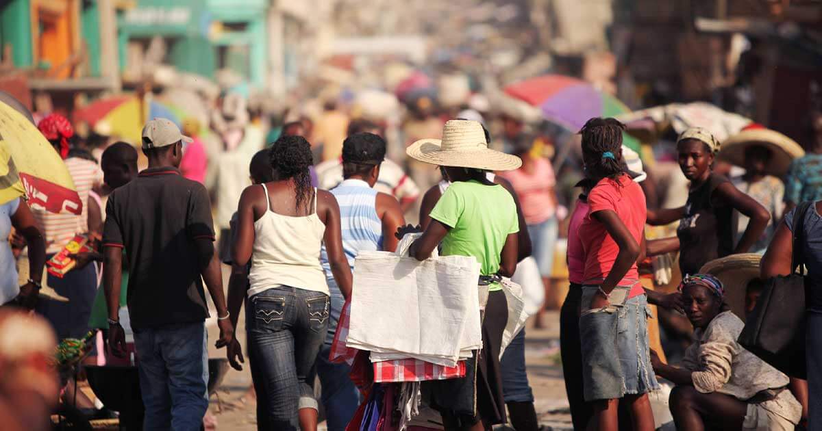 Haitians at a temporarily set up open bazaar in Port-au-Prince