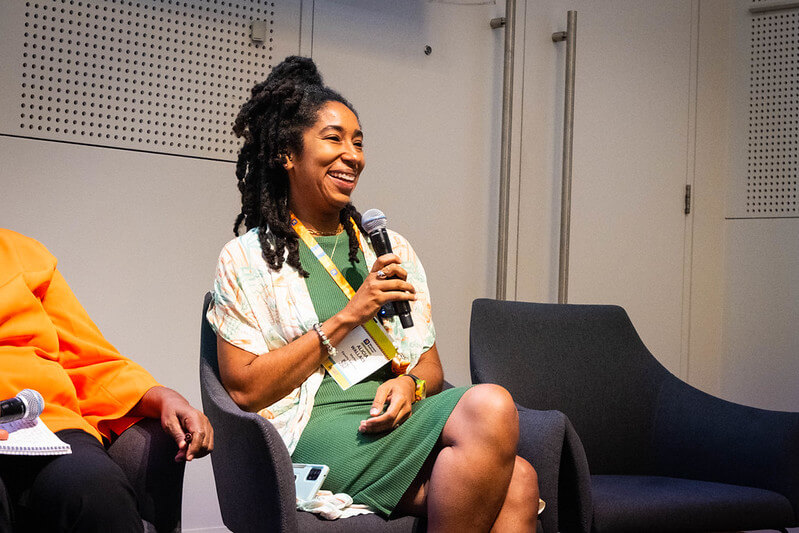 Alicia Wallace (Equality Bahamas) speaking on the Gender Justice and Reparations panel at Women Deliver